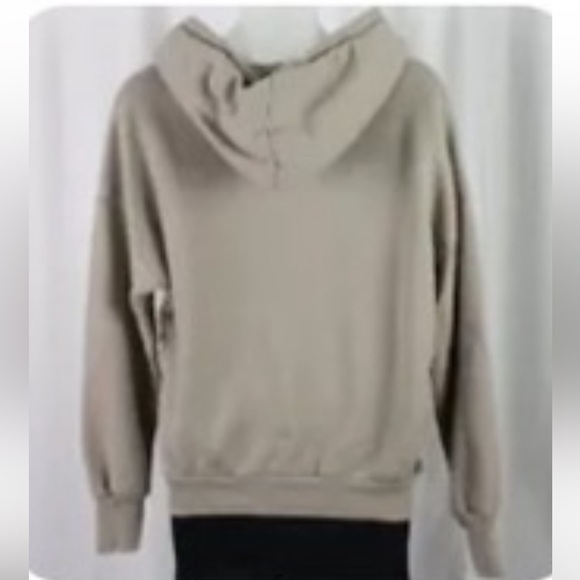 NSF Women's Taupe Beige Hooded Pullover Sweatshirt Size M Luxury Refined Cotton - Picture 2 of 3